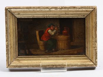 OKÄND KONSTNÄR, olja på pannå, 1700/1800-tal.