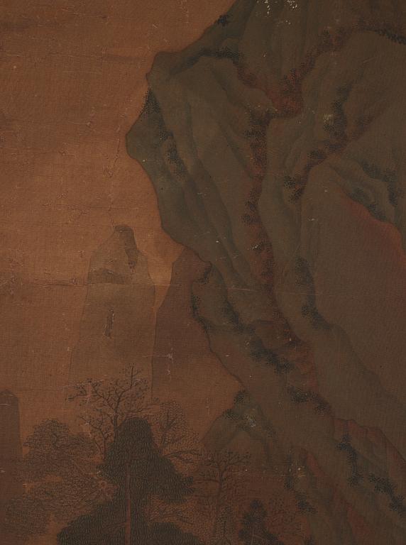 A large painting by un unkown artist, presumably late Qing dynasty after an old master.