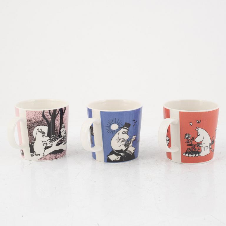 Six Moomin mugs, Moomin Characters, Arabia, Finland.