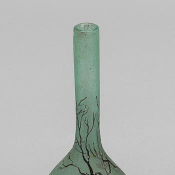 ANDRÉ DELATTE, vas signerad syraetsat glas Art Nouveau tidigt 1900-tal.