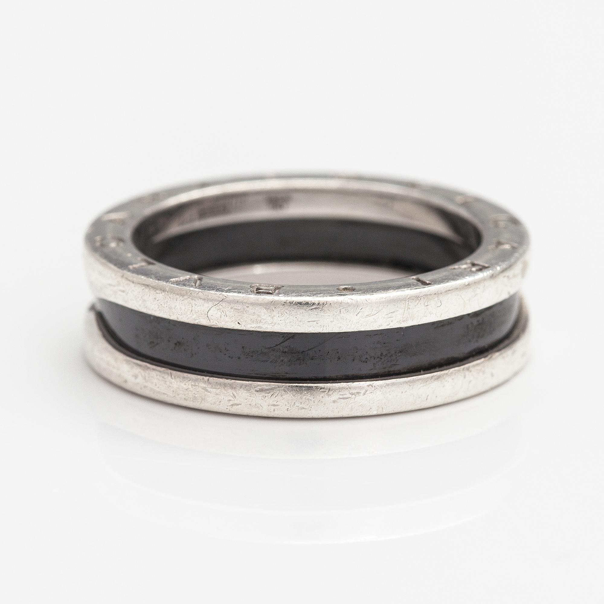 Bulgari, Ring, "Save the Children", sterlingsilver, keramisk dekor. Italien. Märkt N98E9P, Made in Italy.