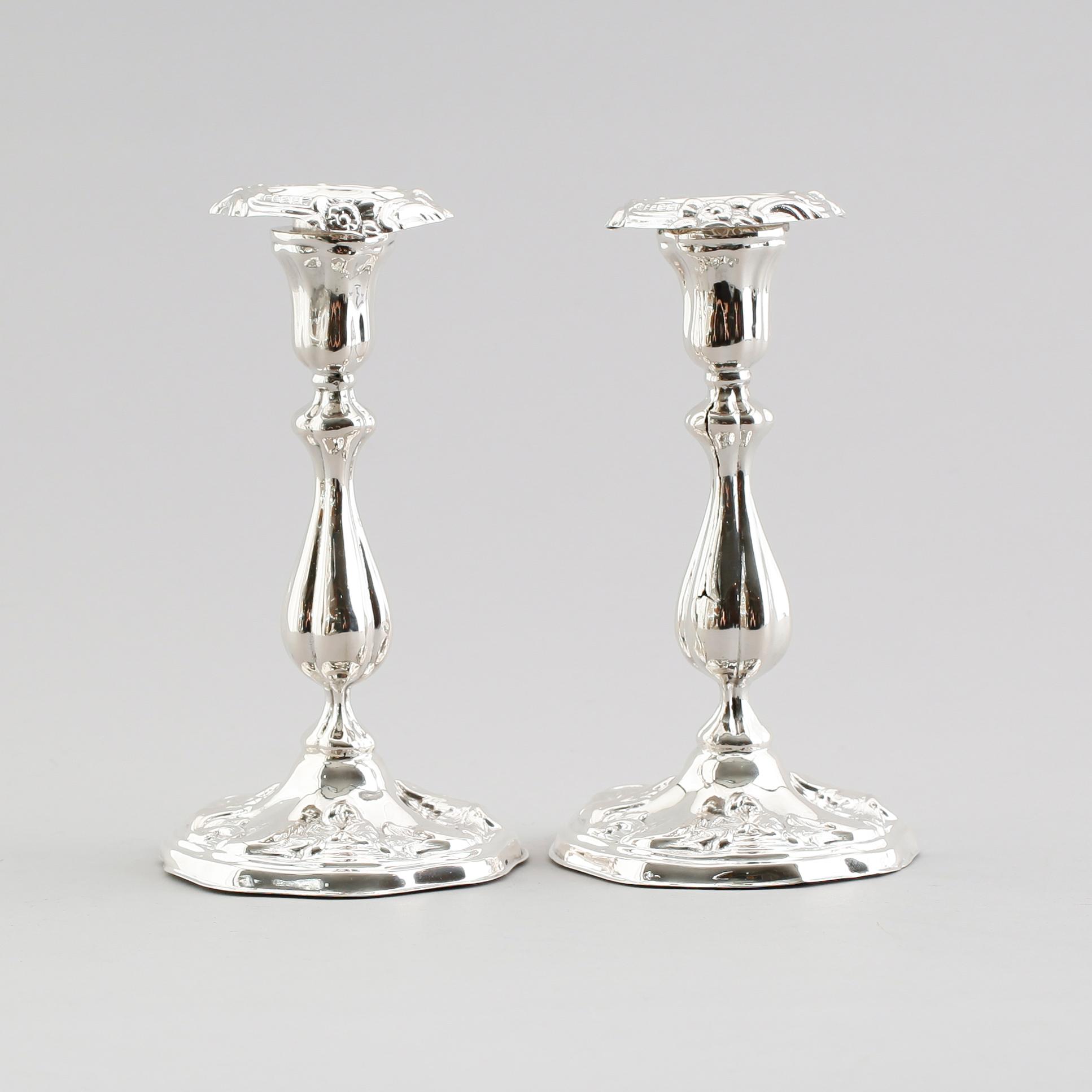 LJUSSTAKAR, 1 par, silver, Västerås 1885.