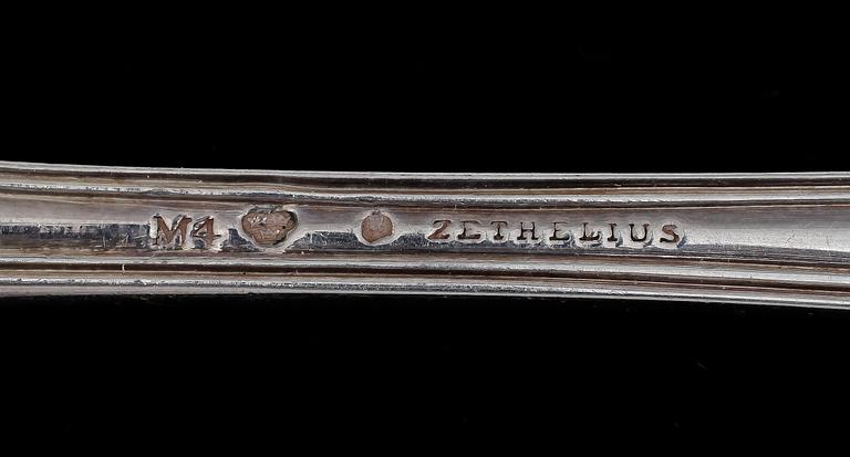 BESTICK, 27 delar, silver, bl a Arvid Floberg, Stockholm, 1700-1800-tal. Vikt ca 1043 g.