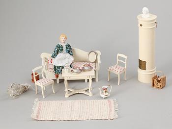 A set of 36 Nolby doll-house furniture and assemblements, 1940s/50s.