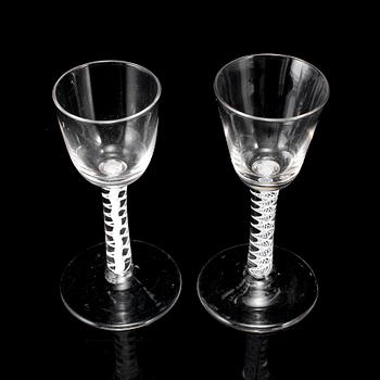 Two 18th century wine glasses.