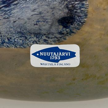 Oiva Toikka, glasfågel, signerad Oiva Toikka Nuutajärvi Notsjö Turun Sanomat 1986.