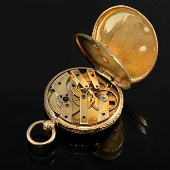 FICKUR, 18k guld, troligtvis George Dyer, London, 1800-talets andra hälft. Vikt 54 g.