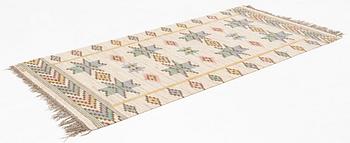 a carpet, "Vit botten", flat weave, ca 241 x 120 cm, signed AB MMF.