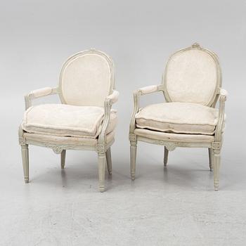 A matched pair of Gustavian armchairs, second part of the 18th Century.