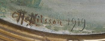 OKÄND KONSTNÄR, pastell på duk. Sign CH Nilsson och dat 1919.