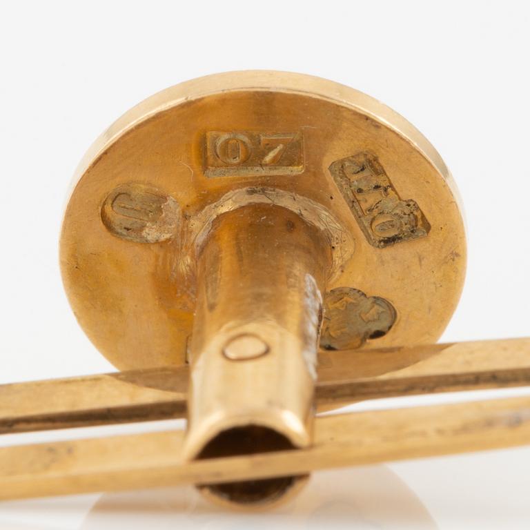 Manschettknappar och skjortknappar, sex stycken, 18K guld.