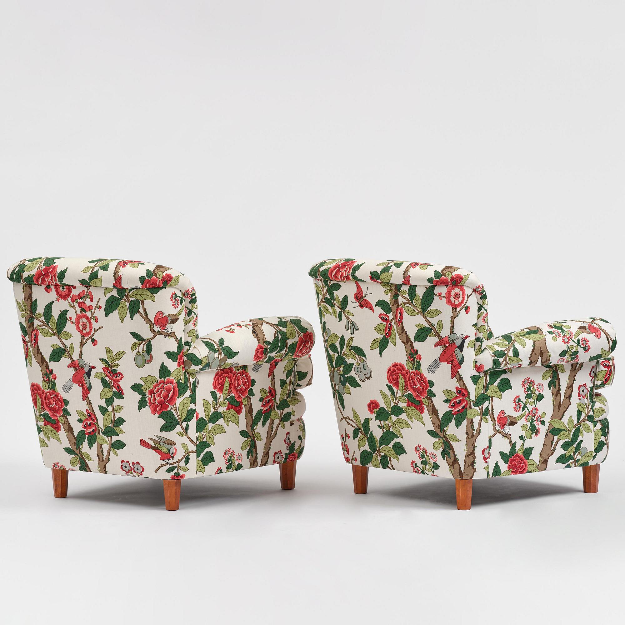 Josef Frank, a pair of armchairs model 336, Firma Svenskt Tenn, 2017.
