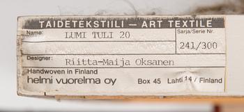 Riitta-Maija Oksanen, bildväv, signerad RMO, för Helmi Vuorelma AB.