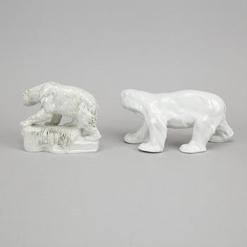 Five German porcelain polar bears.