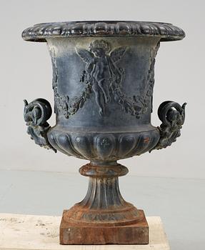 A Swedish 19th Century iron cast garden urn by J&CG Bolinder Stockholm.