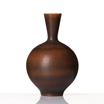 Berndt Friberg, a brown rabbit's fur stoneware vase, Gustavsberg studio, Sweden 1969.