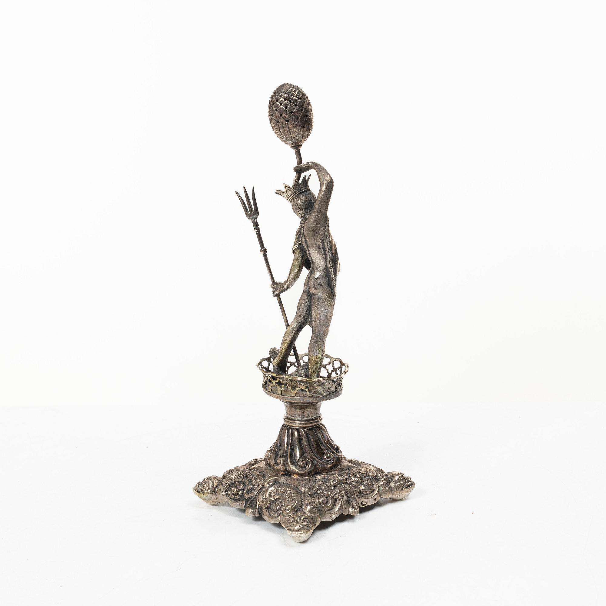 Table decoration/sculpture in silver, depicting Neptune, fantasy marks, circa 1900.