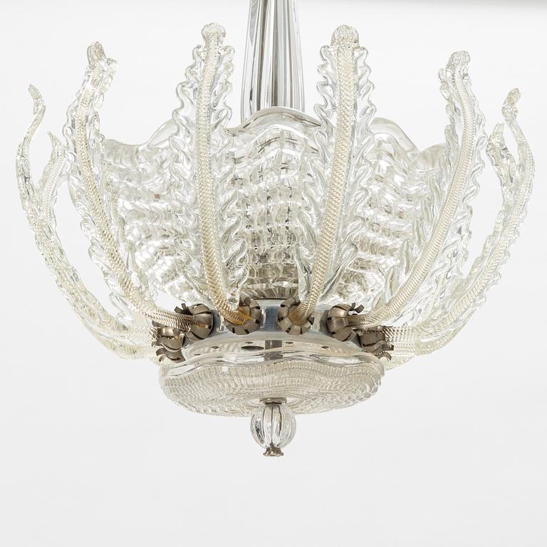 Carl Fagerlund, a glass ceiling lamp, Orrefors, 1940s.