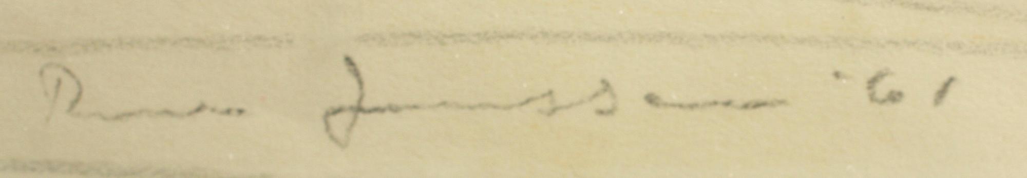 RUNE JANSSON, krita/blyertsteckningar, 2 st, sign o dat -61 och ERLAND BRAND, 2 akvareller, sign.