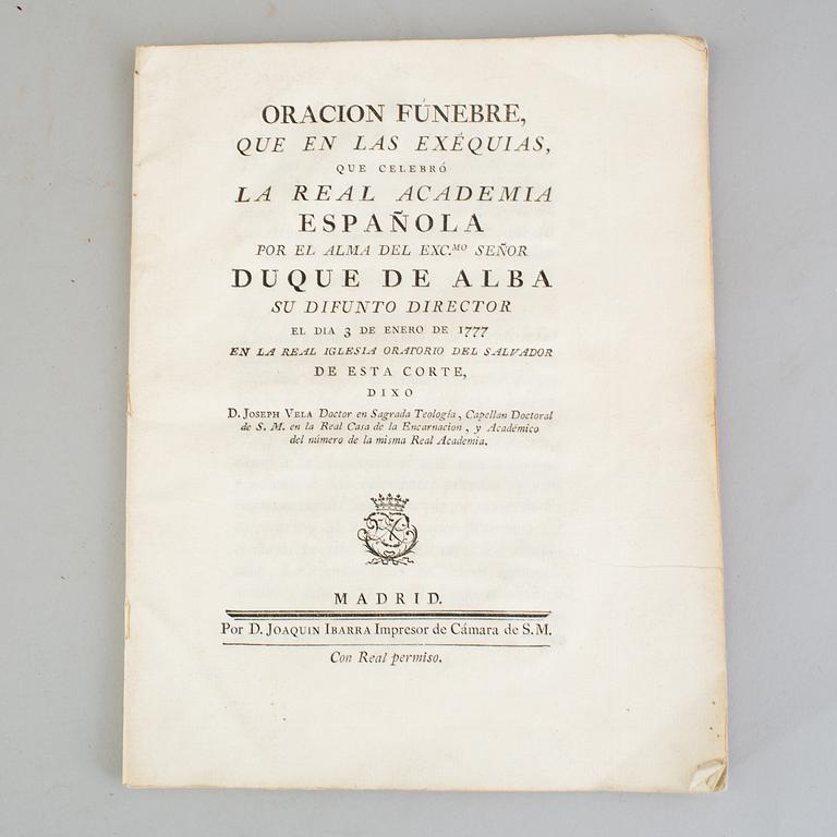 BÖCKER/HÄFTEN, 5 st, bl a om religion, Spanien, 1700-1800-tal.