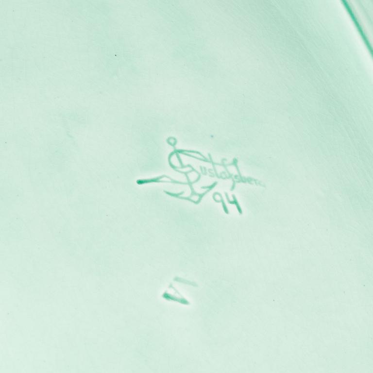 SPARRISFAT, 2 delar, flintgods. Majolika, Gustavsberg, omkring 1900.