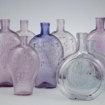 GLASFLASKOR, 11 st, Sverige 1800/1900-tal.