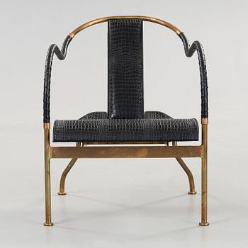 Mats Theselius, an 'El Rey' brass and leather easy chair, Källemo, Sweden.