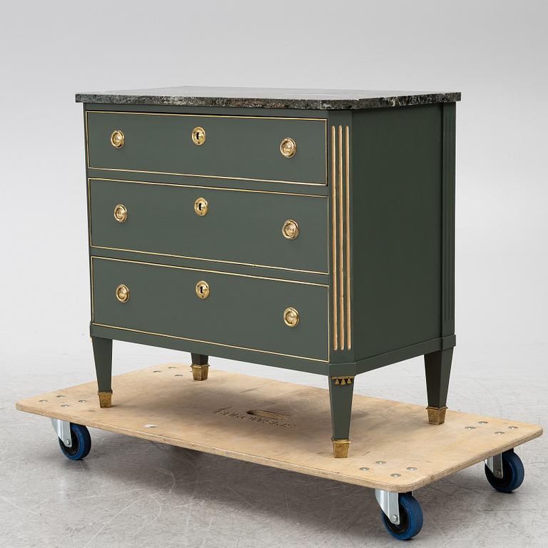 A Gustavian style chest of drawers, first half of the 20th century.