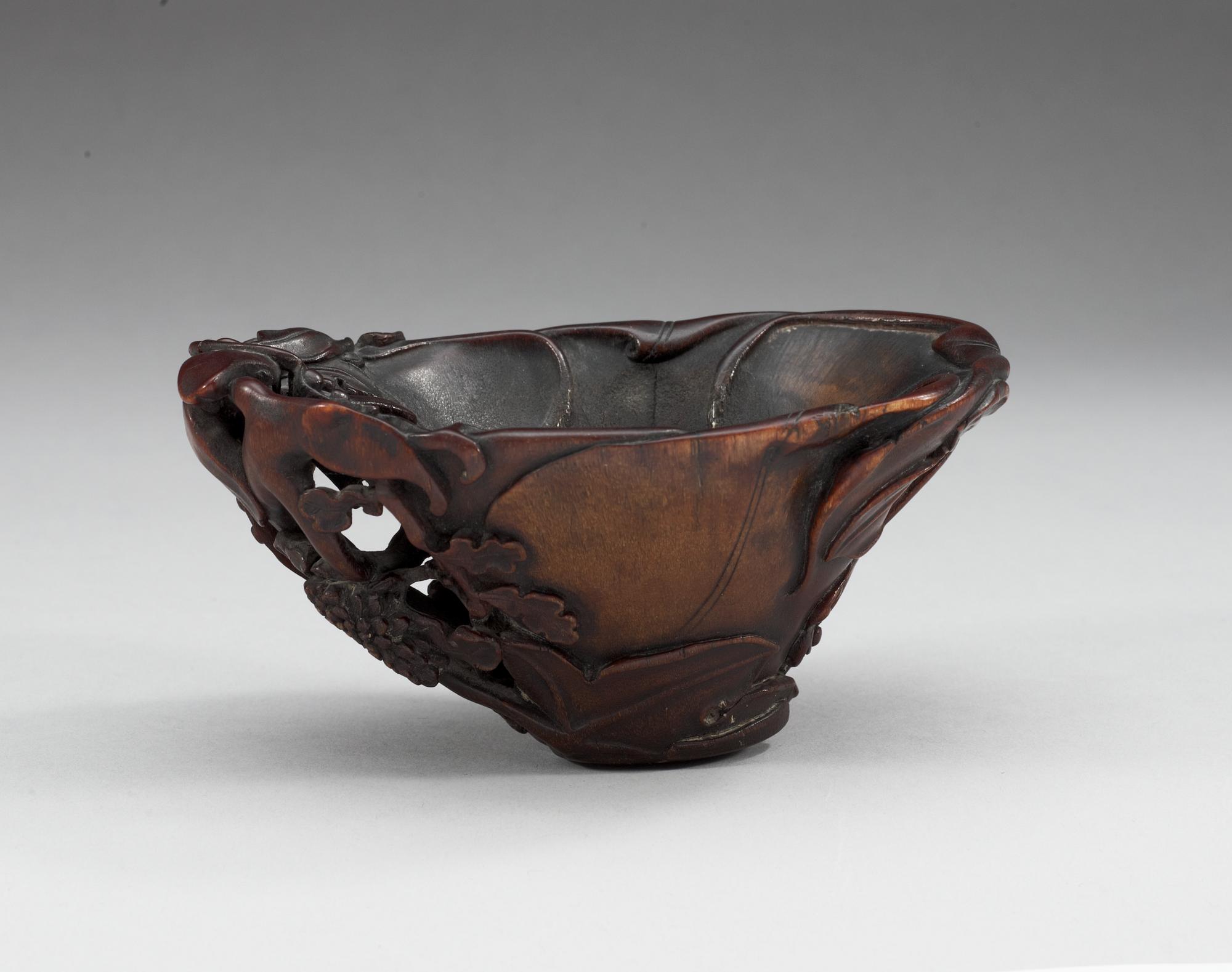 A rhinoserous libation cup, Qing dynasty, Kangxi (1662-1722).