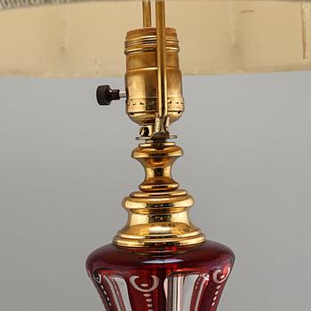 A table lamp, so called Bohemian glass, first half of the 20th century.