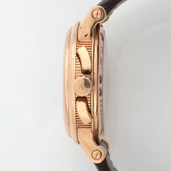 HERRUR, Breguet, Marine, Serie nr. 385, kronograf, Ø 42 mm, boett samt viklås i 18K guld. Läderarmband.