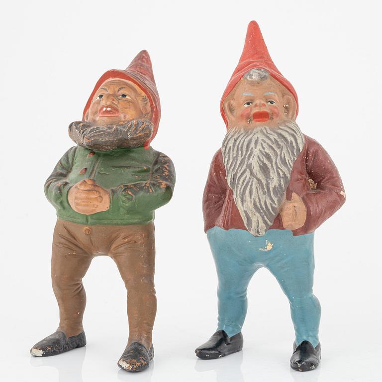 Six ceramic gnomes, first half of the 20th century.