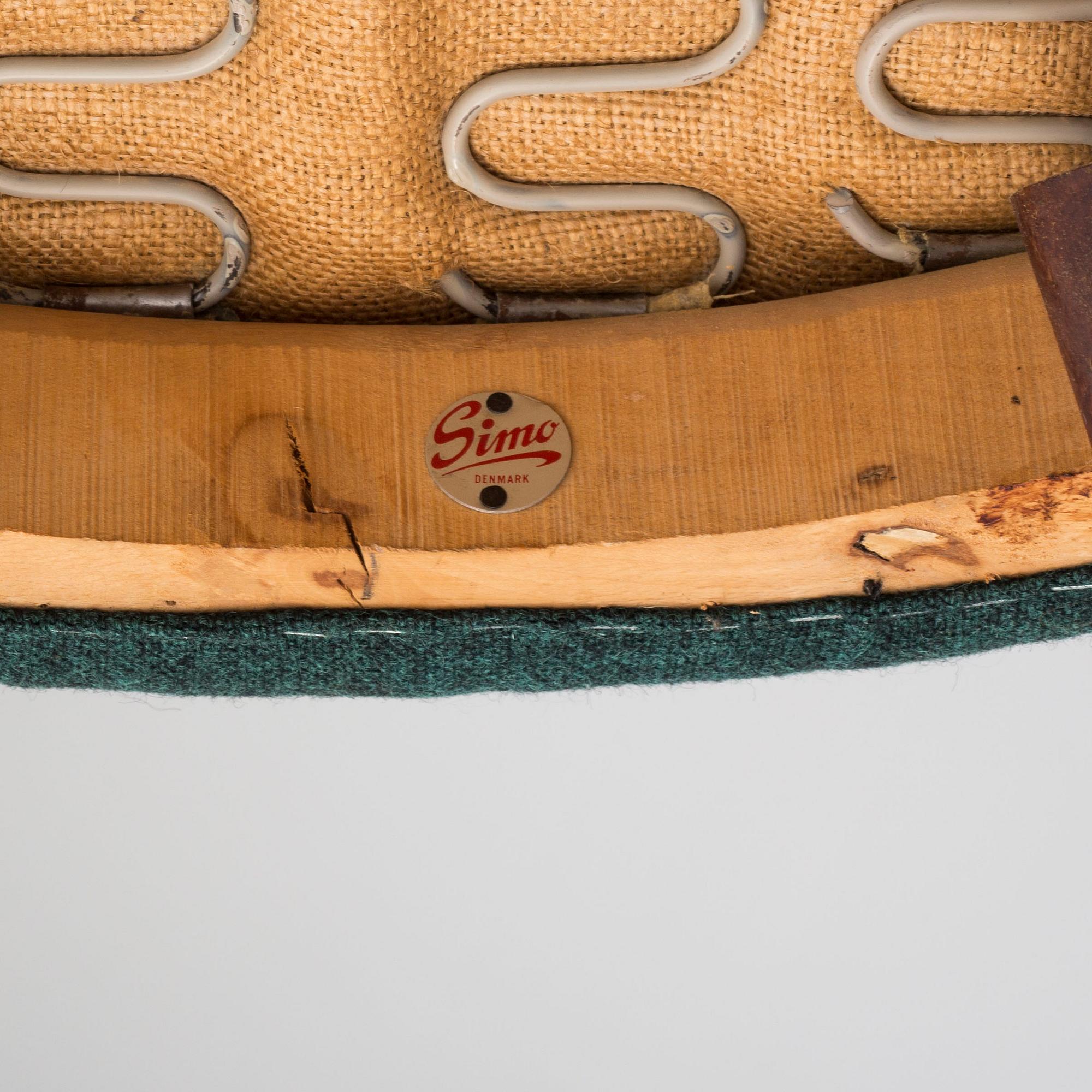 A pair of easy chairs by Bent Möller Jepsen, Simo, denmark, 1950s.