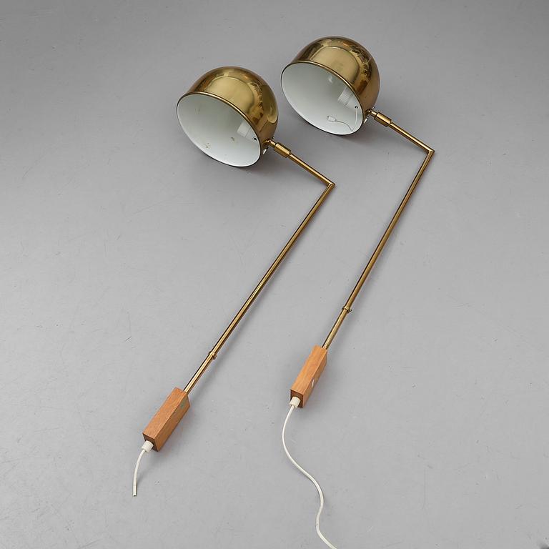 VÄGGLAMPOR, 1 par, V-75, Bergboms, 1900-talets andra hälft.