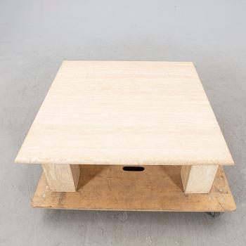 A late 20th vcentury travertine coffee table.