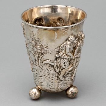 BÄGARE, silver, barock-typ, troligen 1700-tal. tot vikt: 216.