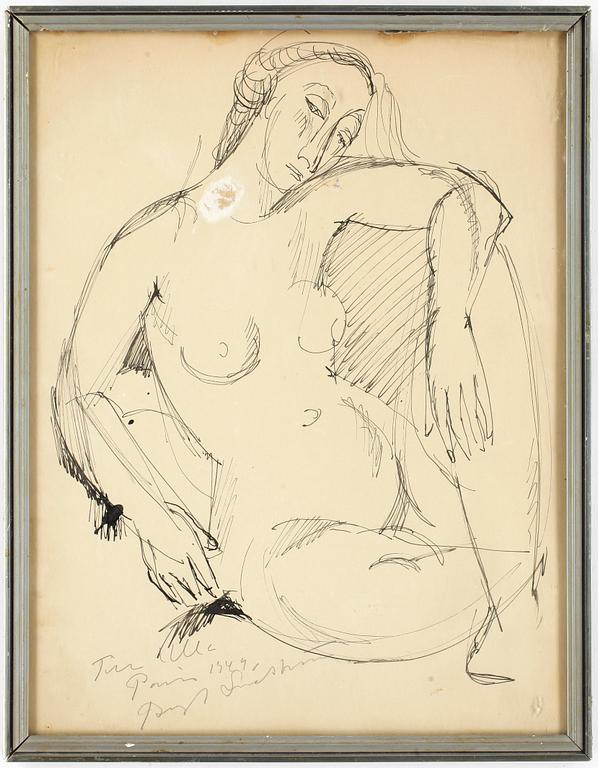 BENGT LINDSTRÖM, tuschteckning, signerad och daterad 1949. Med dedikation "Till Ulla".