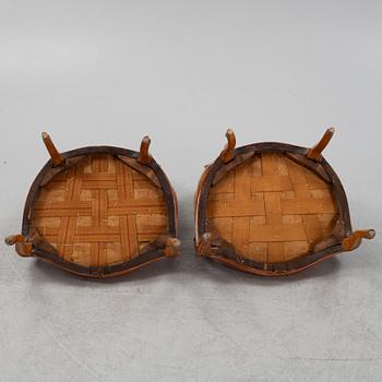 A pair of Louis XVI beechwood armchairs, 18th Century.