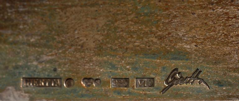 VÄGGLAMPETT, silver, Claes Giertta, 1995. Vikt ca 998g.