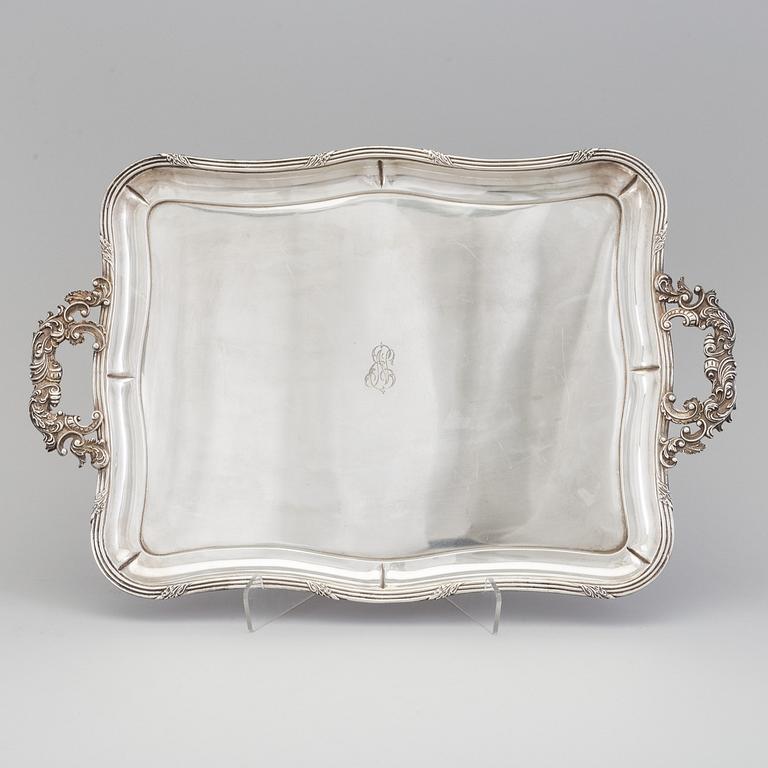 A Russian silver tray, marked Nichols & Plinke, St. Petersburg 1838.