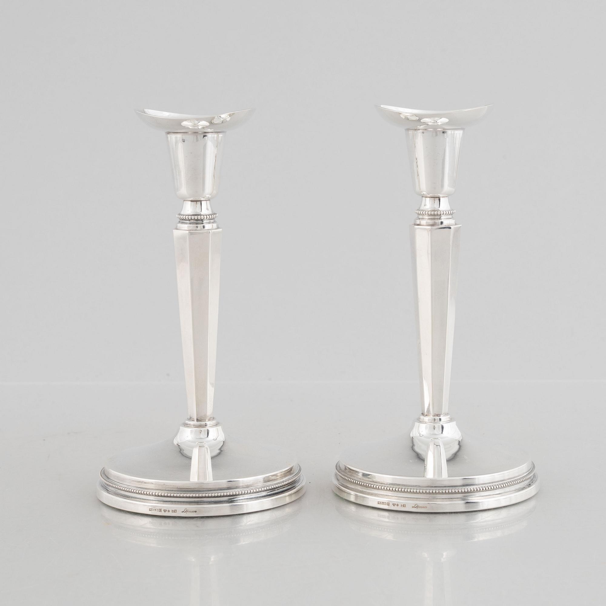 Eric Löfman, ljusstakar, ett par, silver, MGAB, Uppsala, 1974.