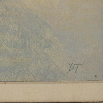 David Tindle, gouache on paper, signed verso.