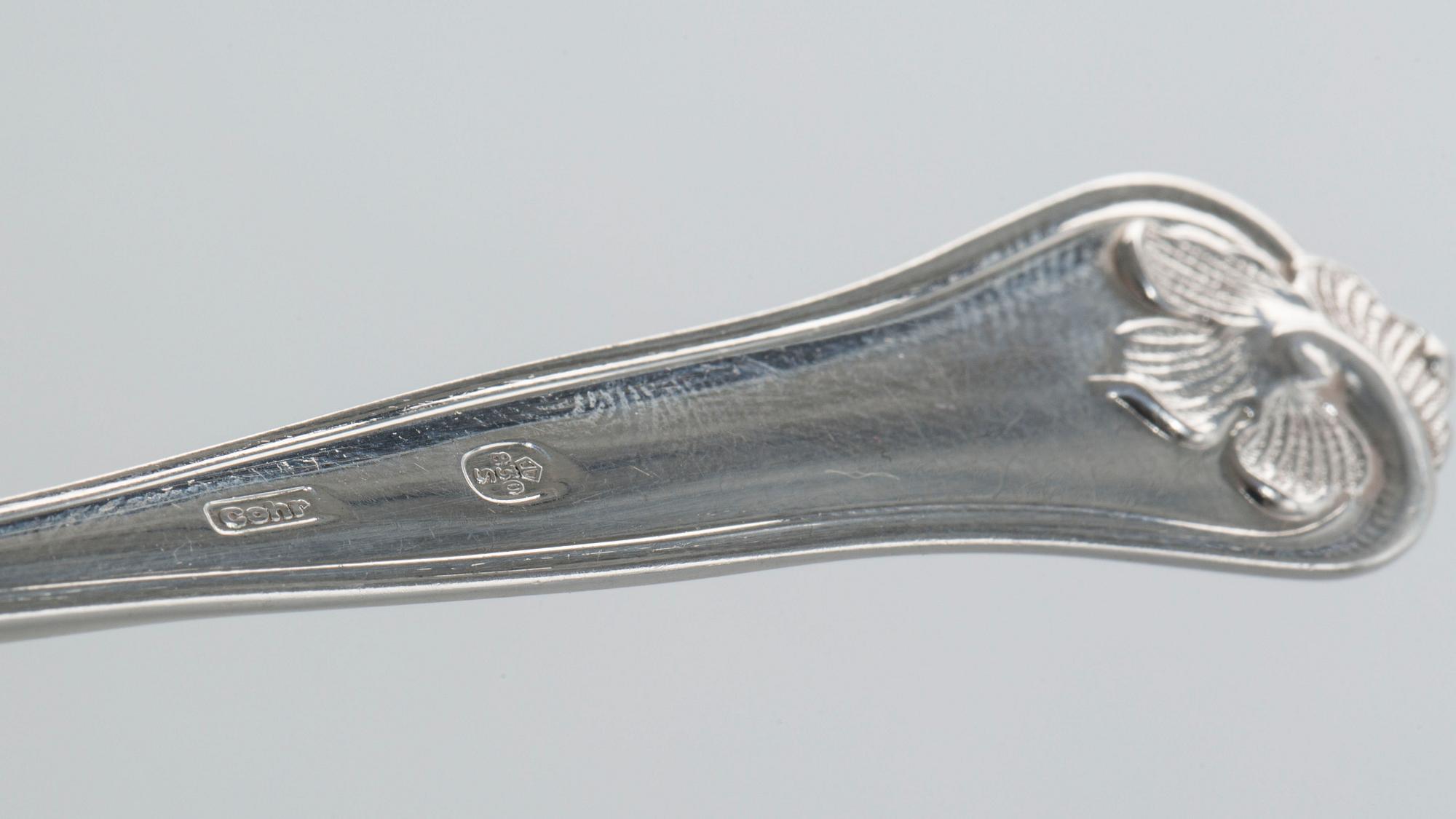 FRUKTBESTICK, 24 delar, Cohr Danmark, silver, vikt ca 840 g inkl. knivblad.