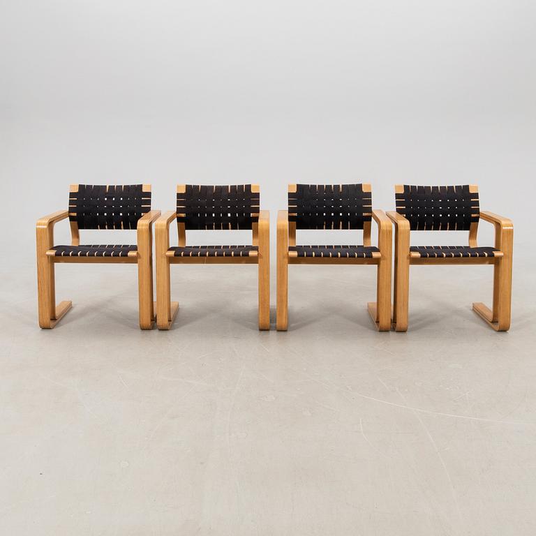 Rud Thygesen & Johnny Sörensen, four armchairs model "5531" for Magnus Olesen Denmark, latter half of the 20th century.