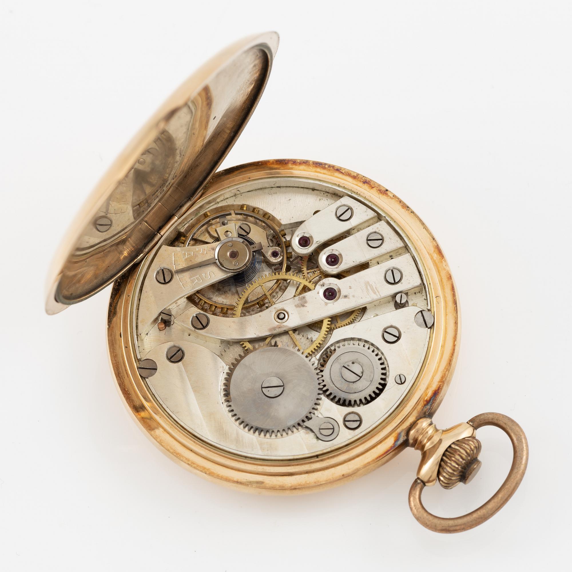Pocket watch, 14K gold, hunter, Andreas Svensson Malmö, Boliden Gold, 50.5 mm.