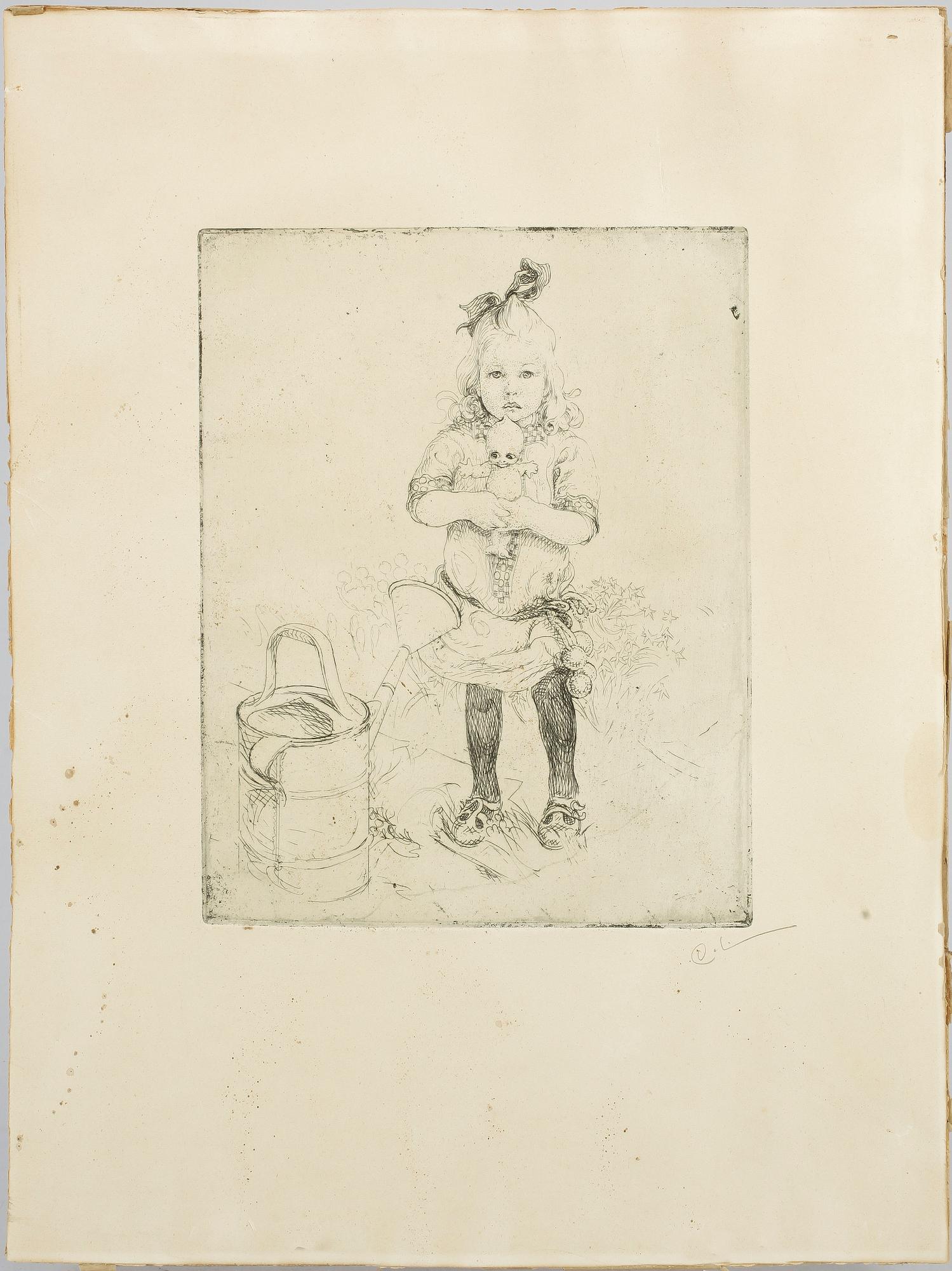 CARL LARSSON, etsning, monogramsign.