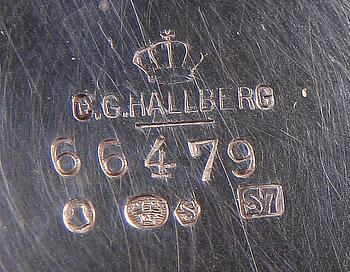 KAFFESERVIS, 3 delar, silver, CG Hallberg Stockholm 1920. Tot vikt 1085 gram.