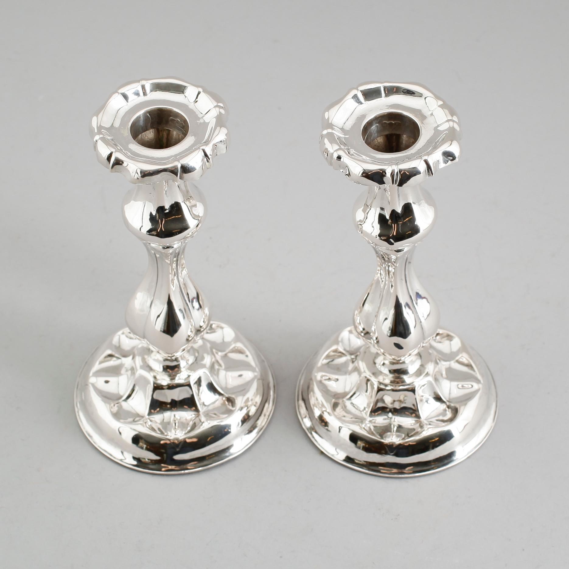 LJUSSTAKAR, 1 par, silver, svenska stämplar 1854.