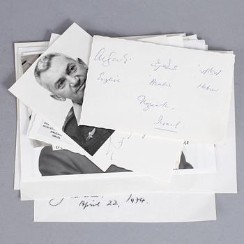 SAMLING AUTOGRAFER, ISRAEL, 20 st, mest politiker och militärer, bla President Ephraim Katzir, 1900-talets andra hälft.