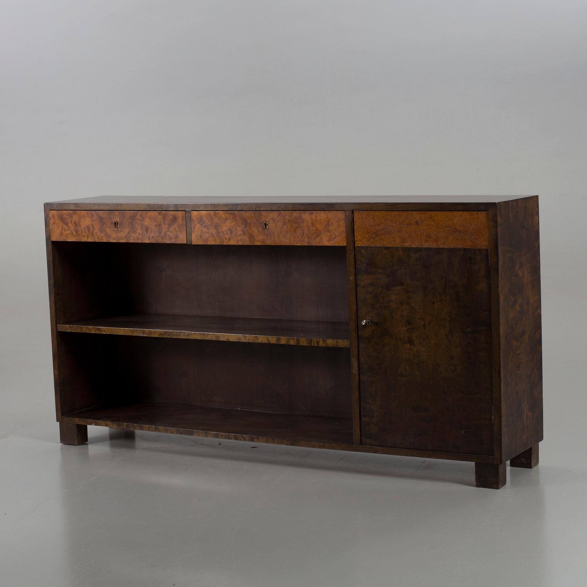 A BOOKSHELF/SIDE BOARD, 1930's.